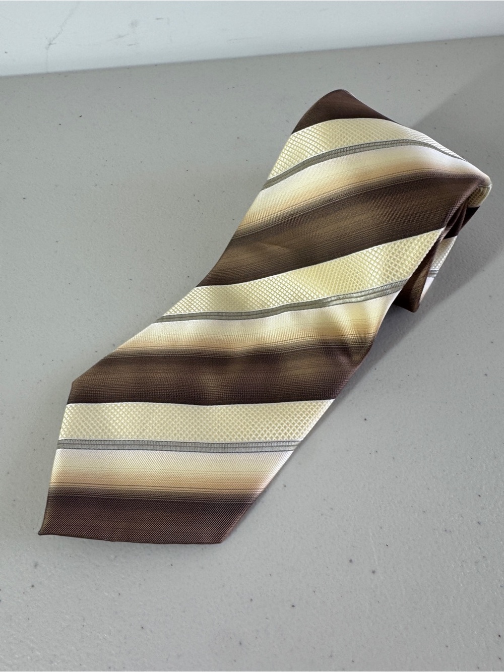 Valentino Cravatte Striped Brown Gold Silk Tie Luxury Designer Classic Wedding - Picture 2 of 13